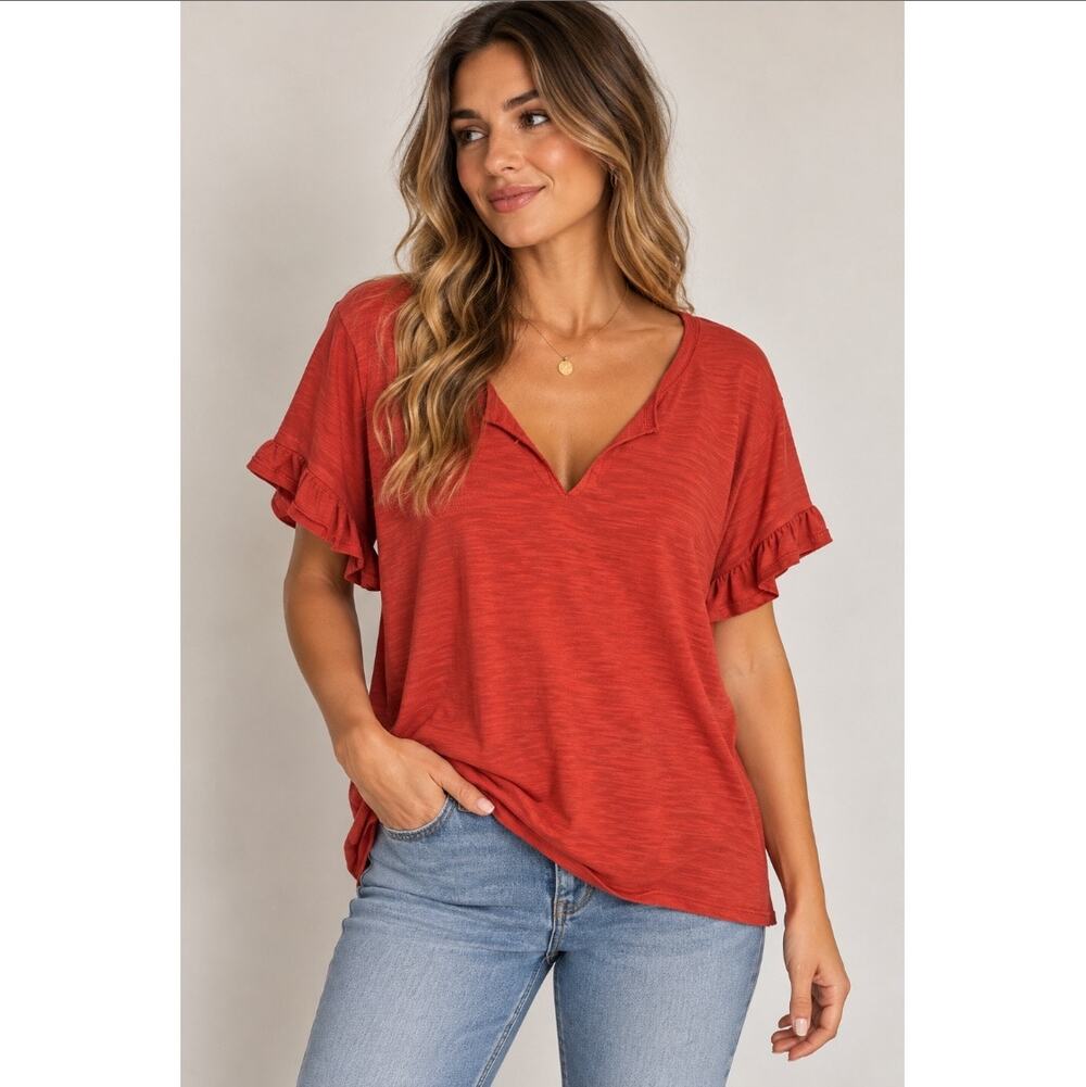 Wrangler Ruffle Sleeve T-Shirt Size Large